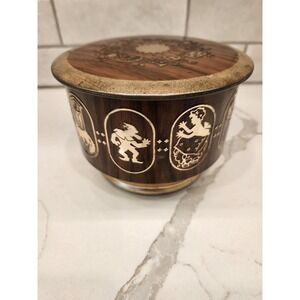 VTG West‎ Germany Storage Tin Fairy Tale Characters Brown And Gold Box Container